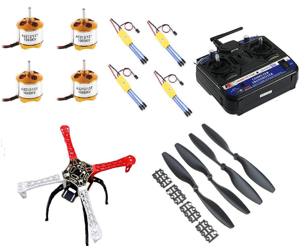 Quadcopter Frame Kit With 4 x A2212 KV1000 Brushless Motor and 4 x 30A ESC and 2 Pair 1045 Propeller (With CT6B Radio Model RC Transmitter &amp; Receiver) - Robotbanao.com
