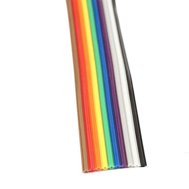 5 m 10 Core Rainbow Color Flat Ribbon Wire Cable Electronic Components Electronic Hobby Kit-Robotbanao.com-5 meter wire,cable,cable wire,rainbow color cable wire,ribbon wire,robotics accessories,wire,wire cable 5 meter,wires,Wires & Cabels,Wires and Cables