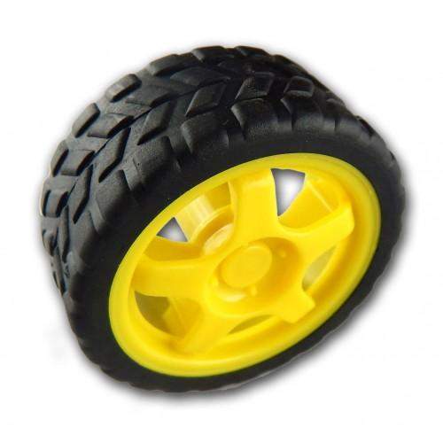 Tracked Wheel for BO Motor - 65mm Rubber Wheels, Yellow (BO Wheels) - Robotbanao.com
