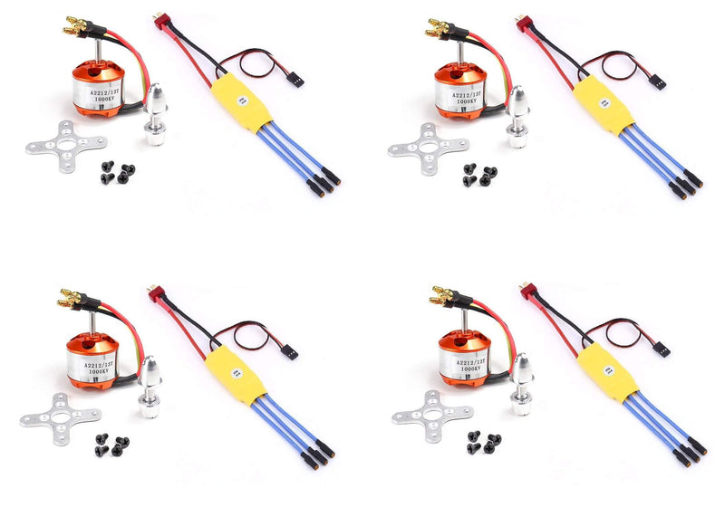 4 Pcs x A2212 1000KV Brushless Motor and 30A ESC Electric Speed Controller For RC Aircraft Plane Multi-copter Quadcopter (Set of 4) - Robotbanao.com