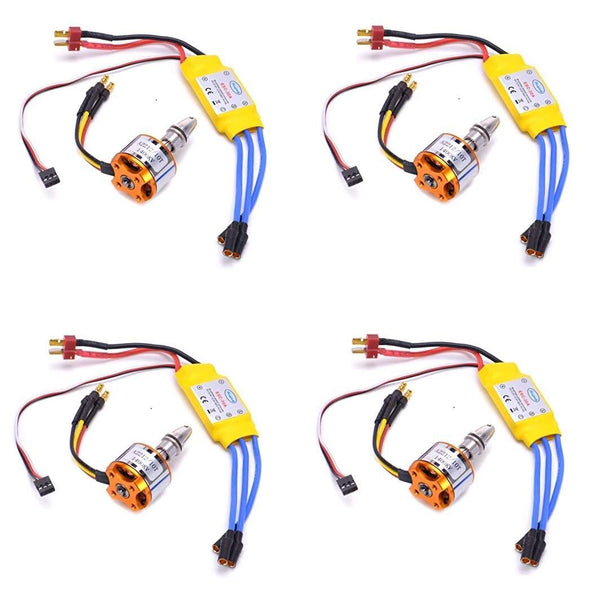 4 Pcs x A2212 1400KV Brushless Motor and 30A ESC Electric Speed Controller For RC Aircraft Plane Multi-copter Quadcopter (Set of 4) - Robotbanao.com