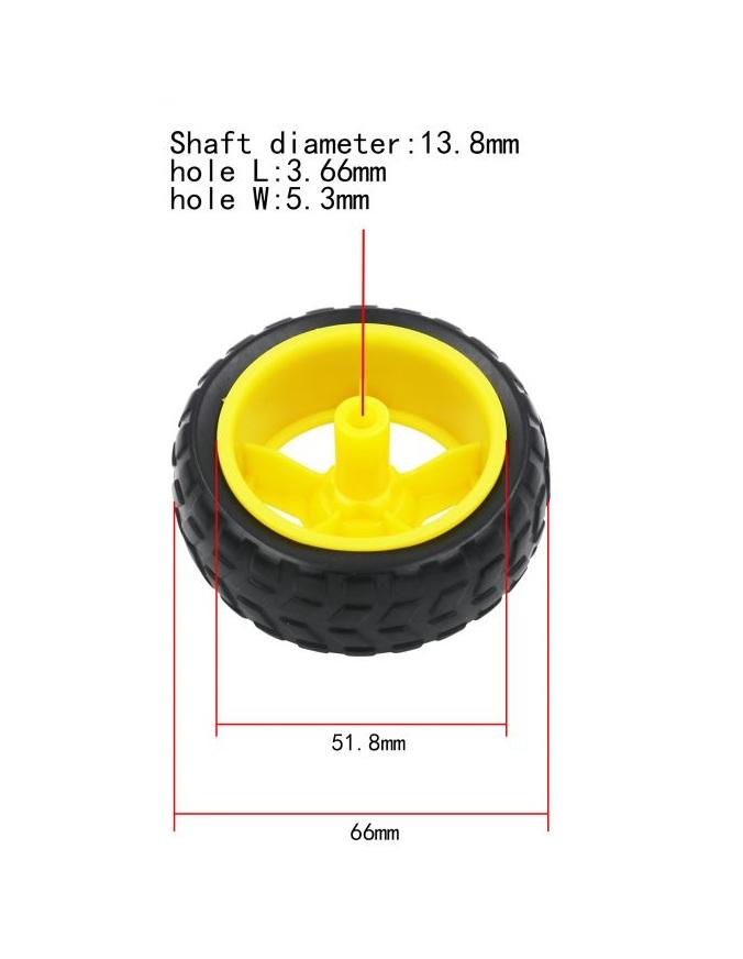 4 Pcs x Wheel for BO Motor - 65mm Rubber Wheels, Yellow (BO Wheels) - Robotbanao.com