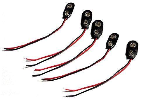 9V Battery Snap-on Connector Clip with Wire Holder Cable Leads Cord - Pack of 10-Robotbanao.com-