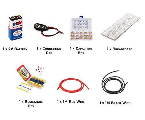 Power Component Kit for Project | Electronic Components - Resistors, Capacitors, Transistors, LED, Diodes, Breadboard, Wire Switch-Robotbanao.com-Basic Components,battery,breadboard,breadboard kit,Breadboards and PCBs,Capacitors,hi watt battery,ic,led,LED Kits,LEDs,power component kit,resistors,rgb led