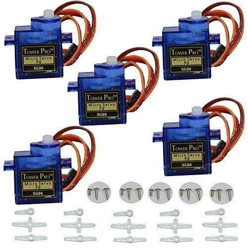 5 x TowerPro SG90 Micro Servo Motor, Blue ( 5 Pcs ) - Robotbanao.com
