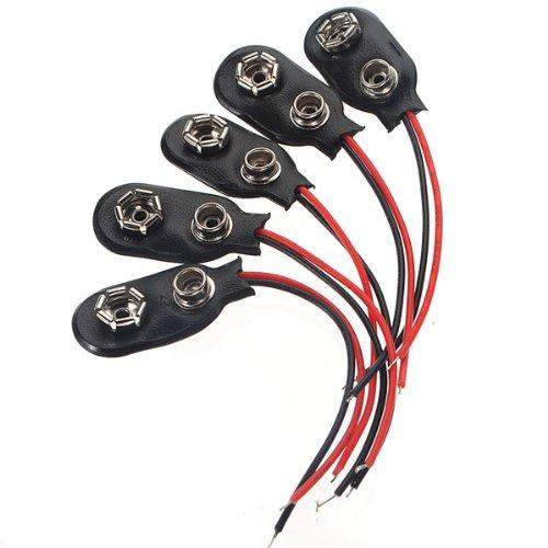 9V Battery Snap-on Connector Clip with Wire Holder Cable Leads Cord - Pack of 10-Robotbanao.com-
