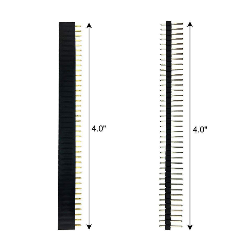 40 Pin 2.54mm Male and Female Pin Headers/Berg Strips for Arduino (Pack of 15 Each)