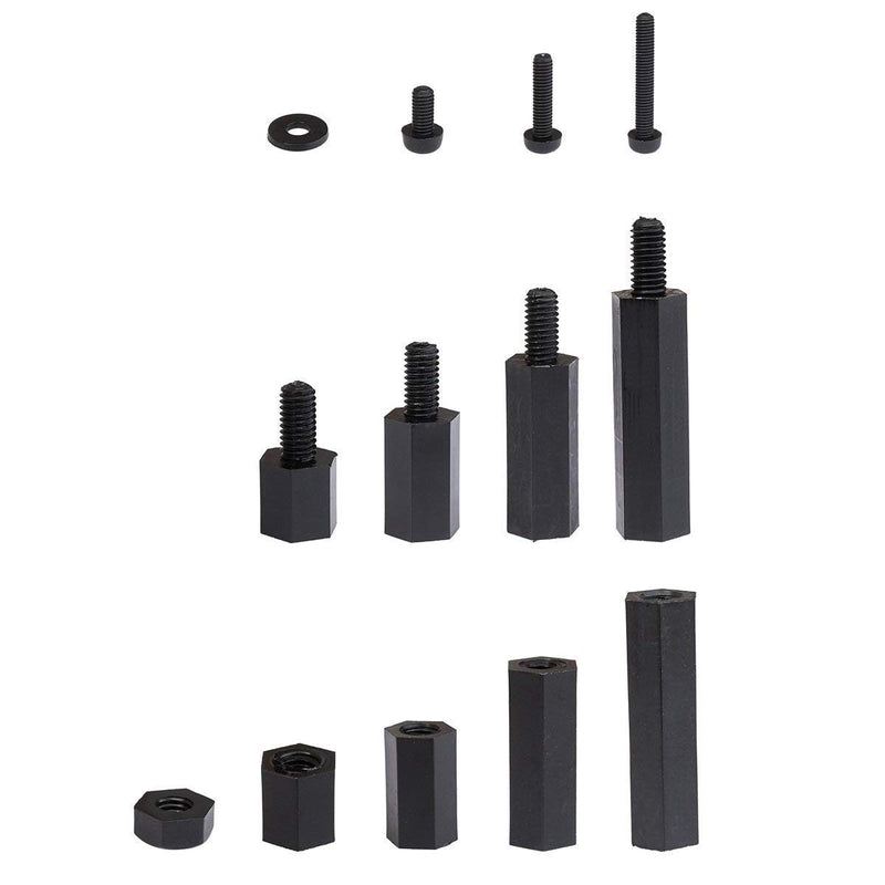 320PCS M3 Male Female Nylon Hex Spacer Standoff Screw Nut Threaded Pillar PCB Motherboard Assorted Assortment Kit