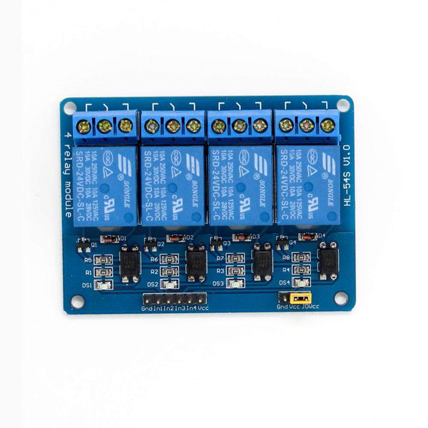 5V 4 Channel Relay Control Board Module With Optocoupler, 4 Way Relay Module for Arduino DSP AVR PIC ARM, Blue - Robotbanao.com