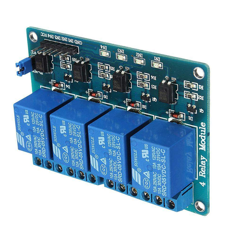 5V 4 Channel Relay Control Board Module With Optocoupler, 4 Way Relay Module for Arduino DSP AVR PIC ARM, Blue - Robotbanao.com