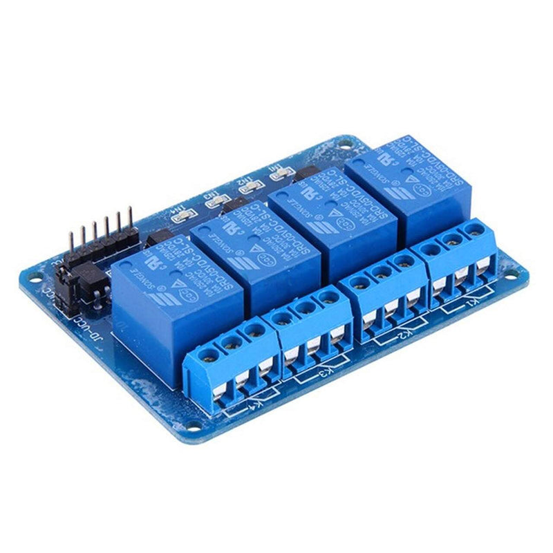 5V 4 Channel Relay Control Board Module With Optocoupler, 4 Way Relay Module for Arduino DSP AVR PIC ARM, Blue - Robotbanao.com