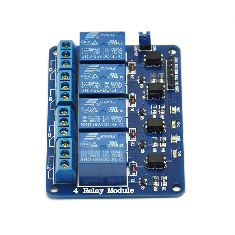 5V 4 Channel Relay Control Board Module With Optocoupler, 4 Way Relay Module for Arduino DSP AVR PIC ARM, Blue - Robotbanao.com