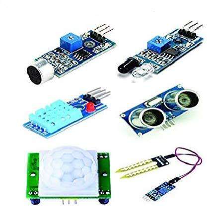 6 In 1 Mini, Pir, Ultrasonic, Dht 11 Temperature, Ir Proximity1 Ultimate Sensor Modules Kit With Sound SensorUno R3, Mega 2560, Raspberry Pi and All Microcontrollers, Multi Colour - Robotbanao.com