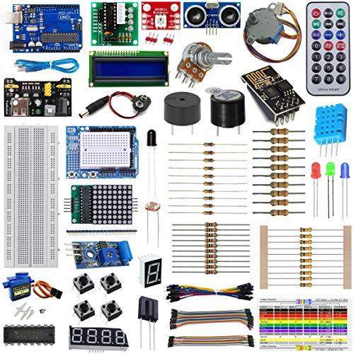 Super Starter Kit for Arduino Uno R3 Compatible with Arduino - Combo Set-Robotbanao.com-16x2,breadboard,capacitors,dht11,jumper wire,led,resistors,rgb led,sg90,super starter kit,unor3,usb