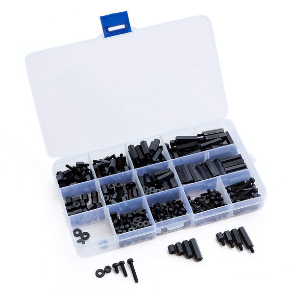 320PCS M3 Male Female Nylon Hex Spacer Standoff Screw Nut Threaded Pillar PCB Motherboard Assorted Assortment Kit