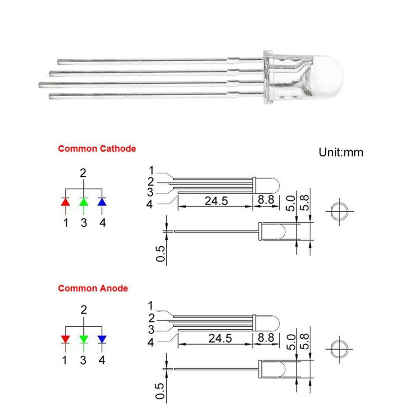 5mm RGB Multicolor Slow Blinking Dynamics LED Diode Lights (Flashing Round DC) Bright Lighting Bulb Lamps Electronics Components Flicker Light Emitting Diodes - 20 Pieces Each Color-Robotbanao.com-