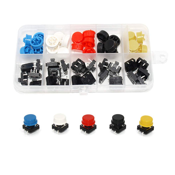 25 Pcs/set Tactile Switch Push Button Micro Momentary Tact Assortment Kit