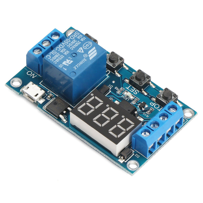 6-30V 1-Channel Power Relay Module with Adjustable Timing Cycle