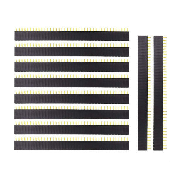 40 Pin Single Row Female Pin Header Connector Strip (2.54Mm Pitch) , Black, Pack of 10-Robotbanao.com-40 pin female header,connector,connector strip,female pin header,pins,robotics accessories,single row pin