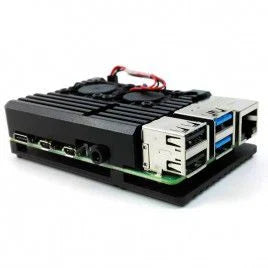 Aluminum Alloy Heatsink Armor Case with Dual Cooling Fan for Raspberry Pi 4
