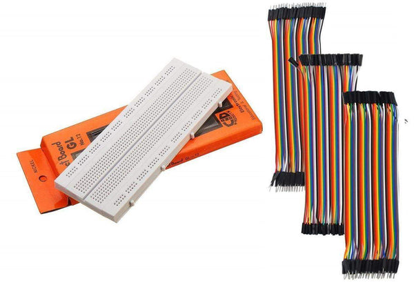 Breadboard Kit With 840 Points Bread or Solderless Circuit Test Board With Jumper Wires Set ( M-M, F-F, M-F) 120pcs - Robotbanao.com