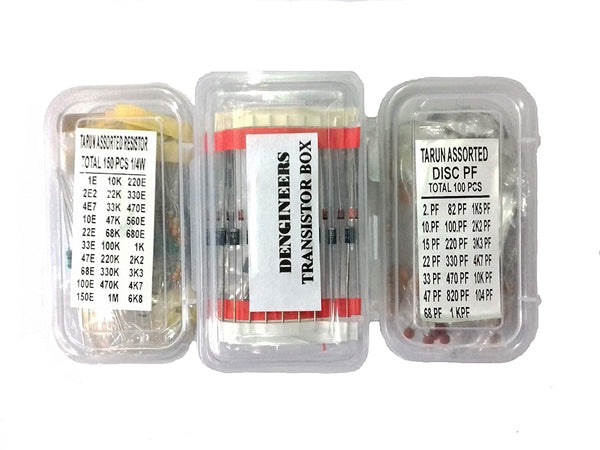 CRT Kit Capacitor-Resistor-Transistor Kit 60 Values, 310 Pcs Components Box Pack For Engineering Projects, DIY Models etc. - Robotbanao.com
