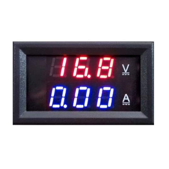 Digital Voltmeter Ammeter DC 0-100V 10A Dual Red-Blue LED Monitor Panel, Black - Robotbanao.com