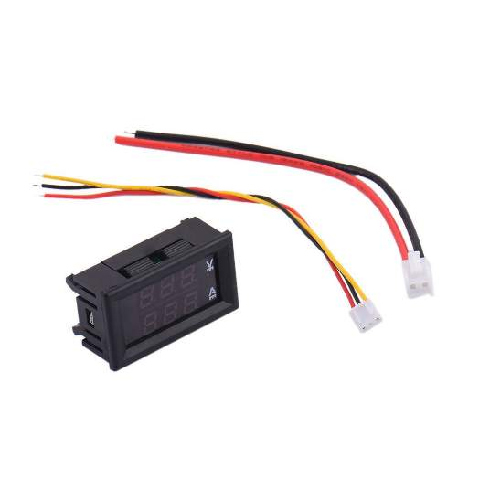 Digital Voltmeter Ammeter DC 0-100V 10A Dual Red-Blue LED Monitor Panel, Black - Robotbanao.com