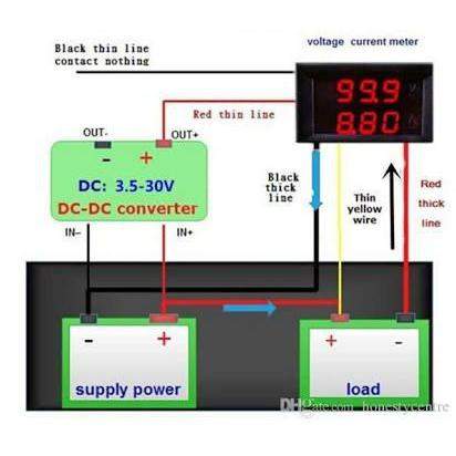 Digital Voltmeter Ammeter DC 0-100V 10A Dual Red-Blue LED Monitor Panel, Black - Robotbanao.com