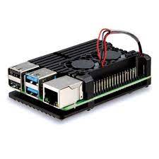 Aluminum Alloy Heatsink Armor Case with Dual Cooling Fan for Raspberry Pi 4