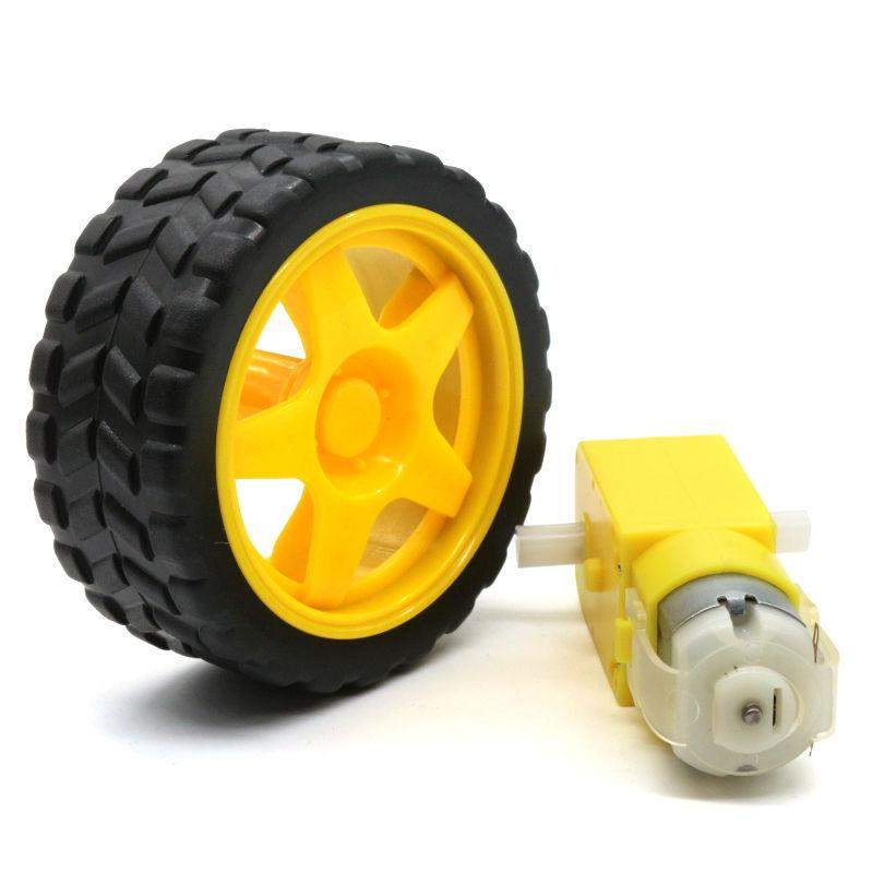 Dual Shaft BO Motor And Wheel Smart Car Robot Gear Motor For Arduino, Black and Yellow - Robotbanao.com