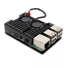 Aluminum Alloy Heatsink Armor Case with Dual Cooling Fan for Raspberry Pi 4