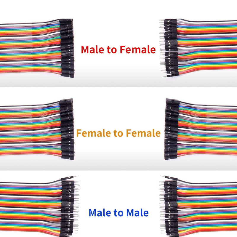 Jumper Wires Male To Male ( M-M ), Male To Female ( M-F ), Female to Female ( F-F ), 20cm, 120 Pieces - Robotbanao.com