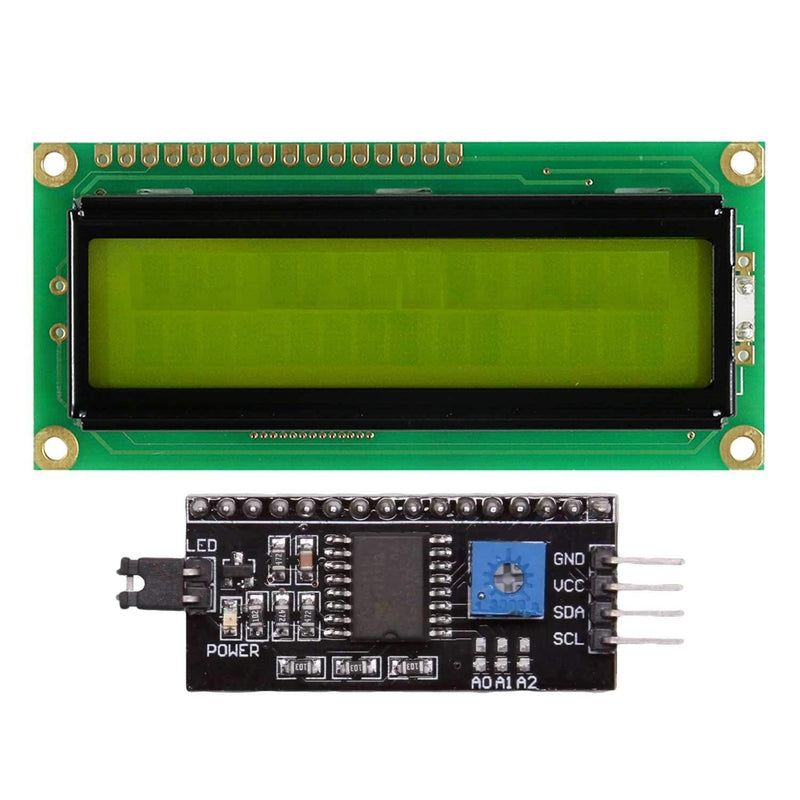 LCD 16x2 1602 Alphanumeric Display And IIC/I2C Serial Interface Adapter Module - Robotbanao.com