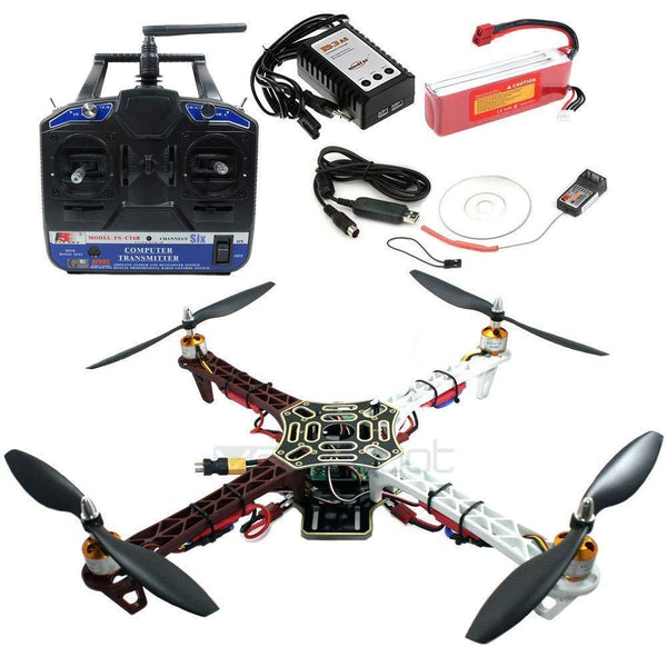 Quadcopter Frame Kit With 4 x A2212 KV1000 Brushless Motor and 4 x 30A ESC SIMONK and 2 Pair 1045 Propeller (With CT6B and Lipo Battery &amp; B3 Charger) - Robotbanao.com