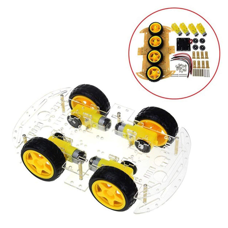 Smart Car Chassis 4WD / Racing Car/Robot Car Chassis/Wheels/Motors - Robotbanao.com