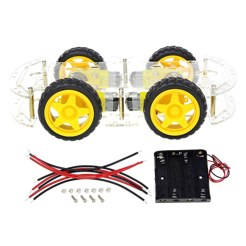 Smart Car Chassis 4WD / Racing Car/Robot Car Chassis/Wheels/Motors - Robotbanao.com