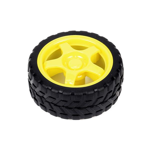 Tracked Wheel for BO Motor - 65mm Rubber Wheels, Yellow (BO Wheels) - Robotbanao.com