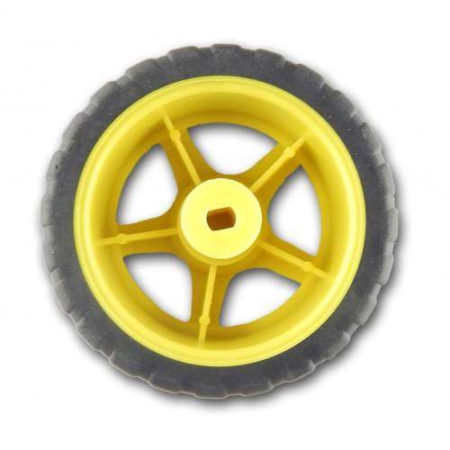 Tracked Wheel for BO Motor - 65mm Rubber Wheels, Yellow (BO Wheels) - Robotbanao.com