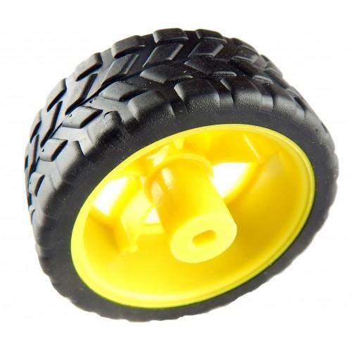 Tracked Wheel for BO Motor - 65mm Rubber Wheels, Yellow (BO Wheels) - Robotbanao.com