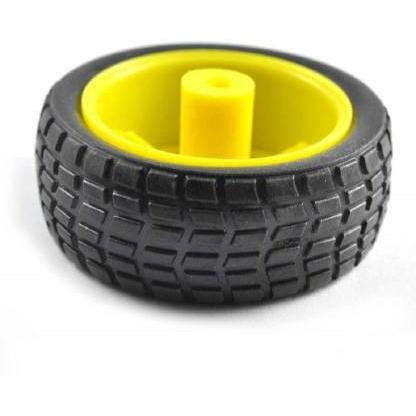 Tracked Wheel for BO Motor - 65mm Rubber Wheels, Yellow (BO Wheels) - Robotbanao.com