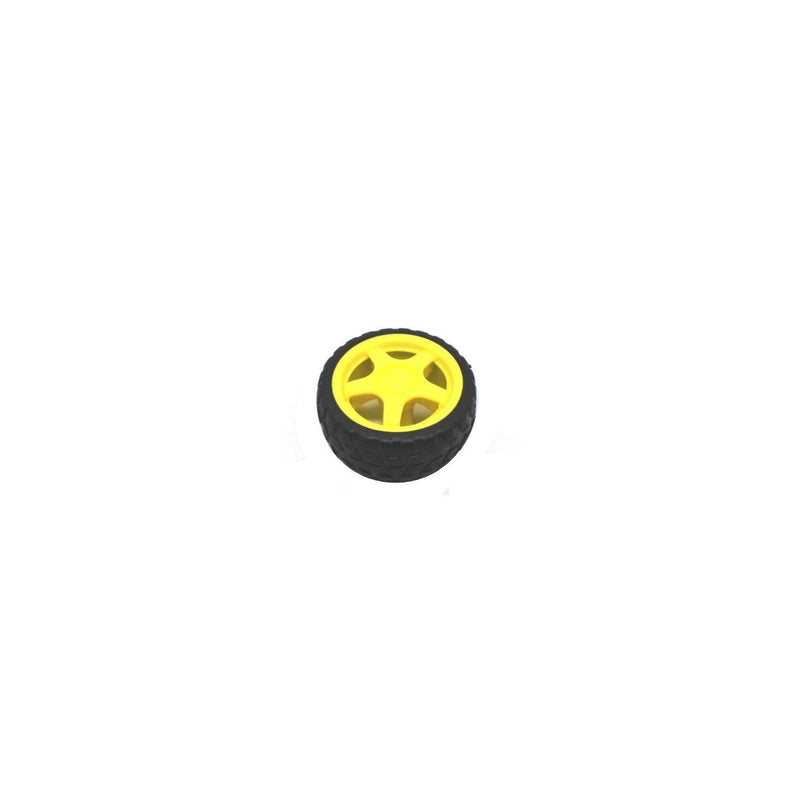 Tracked Wheel for BO Motor - 65mm Rubber Wheels, Yellow (BO Wheels) - Robotbanao.com