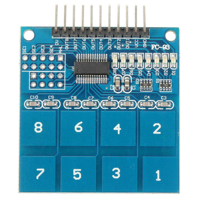 TTP226 3-5V 8-Channel Capacitive Touch PAD Sensor Sensing Detector Module, Capacitive Touch Switch, 8 Way Digital PCB Module - Robotbanao.com